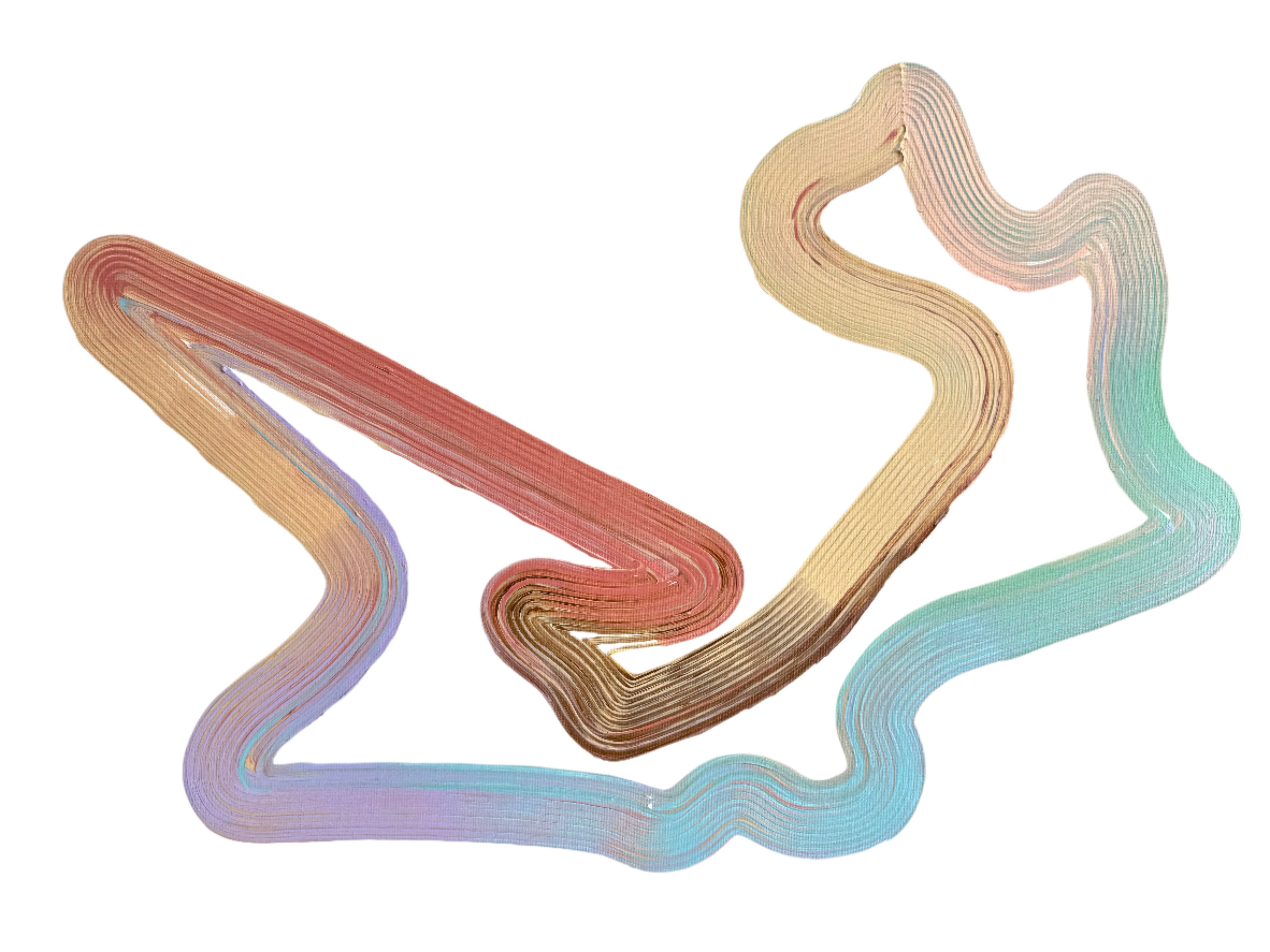 Acrylic painting of Qiddiya race track in abstract style
